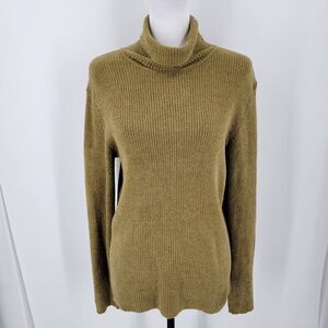 Talbot's Sweater Women's Medium Turtleneck Soft Fuzzy Knit Green Vintage